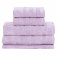 Imagem de Jogo de Toalhas Hannah Intense Air de Banho com 05 Peças Branco e Rosa - Buddemeyer