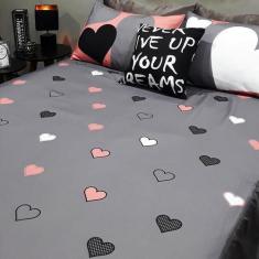 Imagem de Lençol Com Elástico Casal Queen 4 Un Love Com Almofada Decor - Casa Da