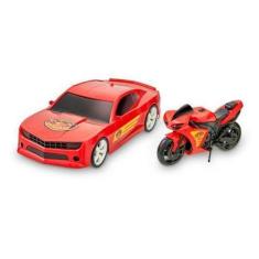 Imagem de Carrinho Bombeiro + Moto Brinquedo Super Resgate Kit Menino - Adijomar