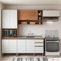 Imagem de Cozinha Completa 10 Portas 3 Gavetas Com Balcão De Pia Macadâmia - The