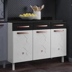 Imagem de Balcão de Cozinha em Aço Triplo com Tampo Mirage New Telasul Branco/preto