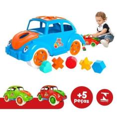 Imagem de Brinquedo Menino Menina 1 Ano Peças Encaixar Carrinho Fusca - Aushopex