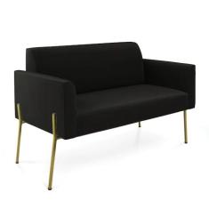 Imagem de Sofá Namoradeira 2 Lugares Pé de Ferro Dourado Marisa Suede D03 - D'Rossi