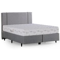 Imagem de Cama Box com Cabeceira Herval Queen Cannes, 64x158x198 cm, Bordado, Espuma D33