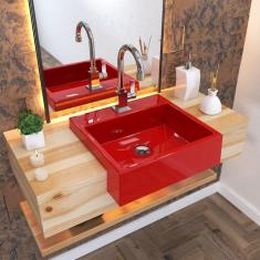 Imagem de Kit Cuba XQ395 Torneira Luxo 1195 Metal 1/4 Volta Compace 