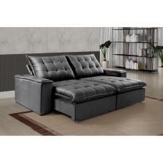 Imagem de Sofá Retrátil e Reclinável 4 Lugares Esmeralda Cinza