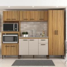 Imagem de Cozinha Completa Berlim Com Armário E Balcão 2,55M Ipê Cristalo Deciba