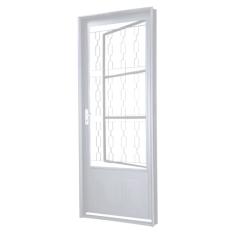 Imagem de Porta em Aço com Postigo com Grade Elo MGM Sevilha 2,17mx85cmx12cm - Requadro 120mm Branco Esquerda