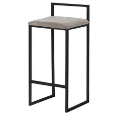 Imagem de Banqueta Decorativa Selena Base Preta Veludo Cinza - Gran Belo