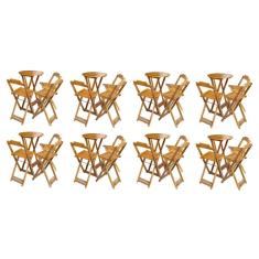 Imagem de Kit 8 Jogos de Mesa Bistrô de Madeira Dobrável com 3 Banquetas - Caramelo