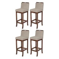Imagem de Kit 4 Banqueta Baixa em Madeira Maciça Capuccino