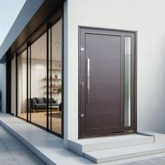 Imagem de Porta Pivotante Lambril Visione com Puxador Lado Direito Elite 216x120 Corten