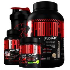 Imagem de Kit Whey Fusion + Pré Treino + Multivitamínico + Shaker-Unissex