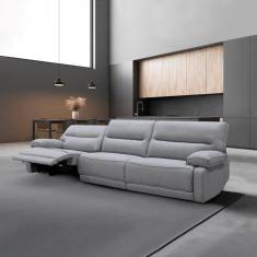 Imagem de Sofá Reclinável Retrátil 333cm Swift Linho Braque Cinza G81 Gran Belo