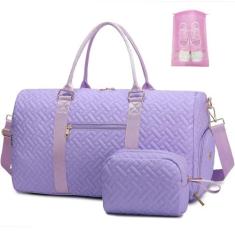 Imagem de Bolsa de viagem para mulheres, bolsa de fim de semana com compartimento para sapatos, bolsa de fim de semana com bolsa de higiene pessoal, bolsas hospitalares para trabalho de parto e parto, bolsa de
