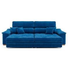 Imagem de sofá 3 lugares retrátil e reclinável raul veludo azul marinho