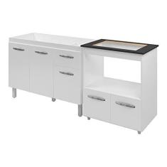 Imagem de Armário Gabinete pia de 120 cm com Balcão Cooktop 4 Bocas e Forno Branco