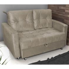 Imagem de Sofá Cama Para Sala De Estar Remy Veludo Cappuccino