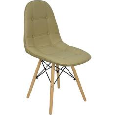 Imagem de Cadeira Charles Eames Boton  Eiffel Wood Estofada Couro Bege