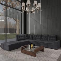 Imagem de Sofá de Canto 9 Lugares com Puff Leblon Cinza