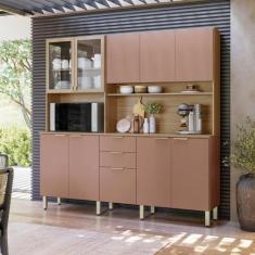 Imagem de Cozinha Compacta 10 Portas 2 Gavetas Amora Amêndola Touch/marsala Prime Tx
