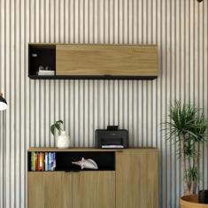 Imagem de Armário Aéreo com Nicho e Porta Basculante 35x135x35cm Preto/Vermont