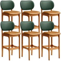 Imagem de Kit 6 Banquetas Alta Cozinha L02 Imbuia Verde Whisky