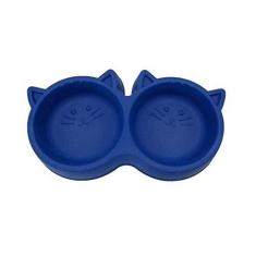 Imagem de Comedouro Duplo Gato Luxo Azul Pet Injet para Gatos