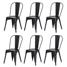 Imagem de Kit 6 Cadeiras Tolix Iron Design  Fosco Aço Industrial Sala Cozinha Jantar Bar