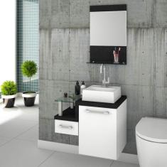 Imagem de Gabinete Para Banheiro Com Cuba Quadrada Q32 E Espelheira Legno 631W Compace / Onix