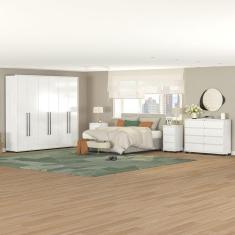 Imagem de Quarto com Guarda-Roupa 6 Portas, Cômoda 8 Gavetas e 2 Mesas de Cabeceira 3 Gavetas Branco