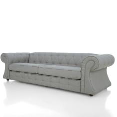 Imagem de Sofá Roma Assento Fixo E Pés, Assentos De 1,05 E Braços De 32,5 Total 2,75 X 0,85 Veludo Cinza