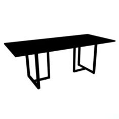 Imagem de Mesa De Reunião Com Caixa De Tomada Retangular 260 X 120 Cm Pé Tubular Pe25 Mdp Preta Base Preta