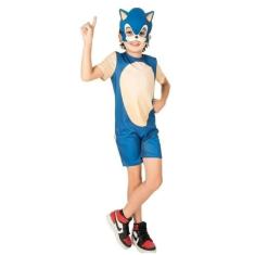 Imagem de Fantasia Sonic Infantil Oficial Macacão Curto Com Máscara
