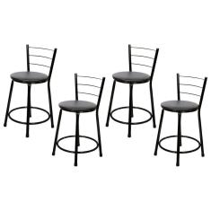 Imagem de Banquetas Baixa Para Cozinha Preto 4un Assento Preto
