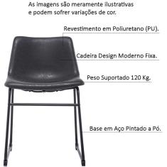 Imagem de Cadeira Decorativa Sala de Estar Recepção Fixa Maia PU Sintético  - Gran Belo