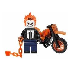 Imagem de Boneco Moto Blocos Montar Motoqueiro Fantasma Robbie Reyes