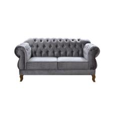 Imagem de Namoradeira Chesterfield Elisabeth Capitonê Decorativa sala de estar E recepão Cinza Camurça 2 Lugares