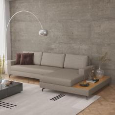 Imagem de Sofá em Linho 322cm Chaise Direito e Deck Loft