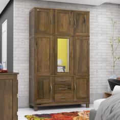 Imagem de Guarda Roupa Solteiro Com Espelho E Pés 8 Portas 3 Gavetas Paris - Lan