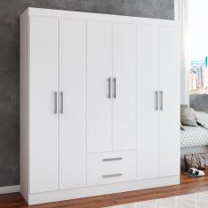 Imagem de Guarda-roupa Casal ártico 6 Portas 2 Gavetas Branco - Panorama Móveis