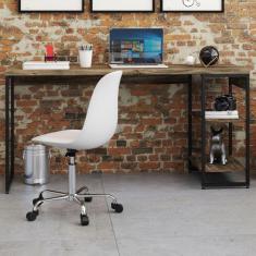 Imagem de Mesa Escrivaninha 2 Prateleiras Carvalho Dark/preto 14908 - Compace