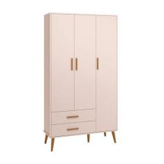 Imagem de Guarda Roupa de Bebê 3 Portas 2 Gavetas Isis Móveis Reller Rosa