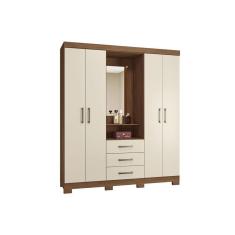 Imagem de Guarda Roupa Solteiro 4 Portas e 3 Gavetas Caiobá 4.3 jatoba/Areia - Santos Andirá