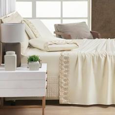 Imagem de Jogo de Lençol Casal Padrão Supreme Percal 400 Fios Acetinado 4 Peças - Vanilla