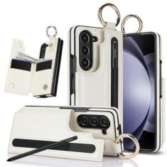 Imagem de XIMAND Capa carteira para Samsung Galaxy Z Fold 6 com porta-caneta S e porta-cartão de crédito, compartimento para dinheiro, capa protetora de anel resistente com fecho magnético de couro luxuoso