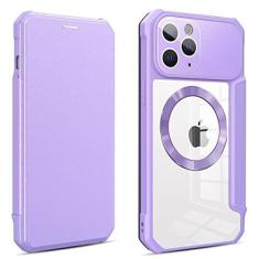 Imagem de Estojo de carregamento sem fio para iPhone 14 13 12 11 Pro Max XS X XR Plus capa magnética flip couro shell slot para cartão, roxo, para iPhone 12