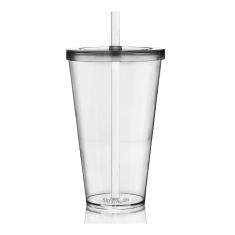 Imagem de Kit 6 Copos Com Tampa E Canudo 550 Ml Incolor Acrílico Ps