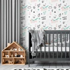 Imagem de Papel de Parede Adesivo Unicórnios Estrelas N05050 Rolo de 0,58x3,00