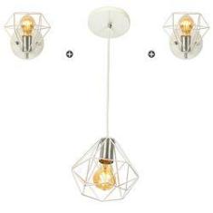 Imagem de Kit 1 Pendente Aramado + 2 Arandelas Diamante Aramado 